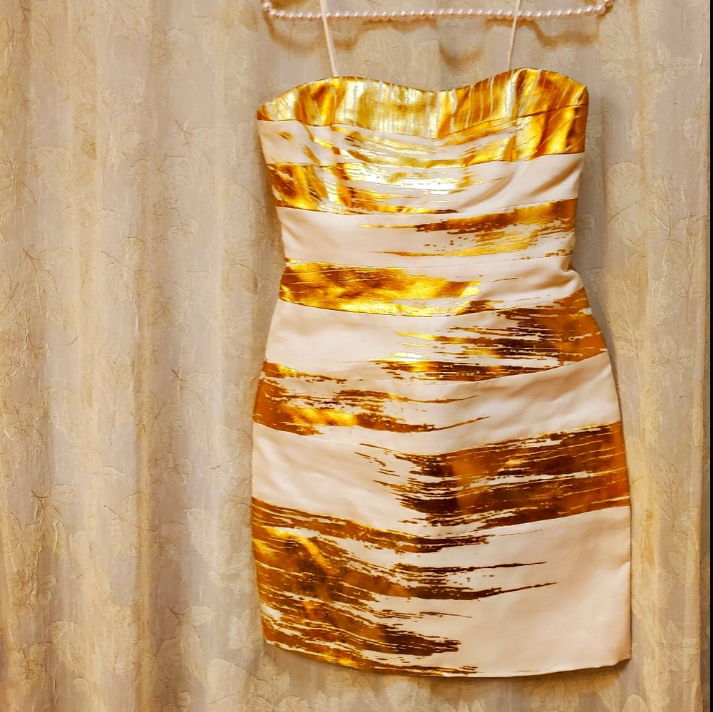 Angel Sanchez Gold Strapless Dress